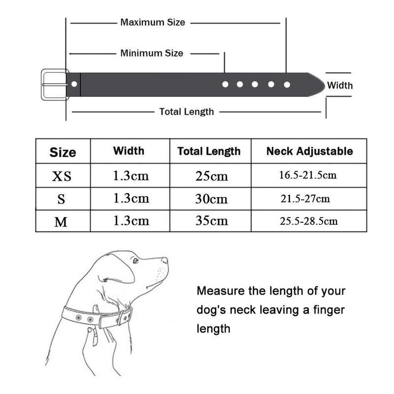 Heart Shaped Pendant PU Leather Dog Collar Pet Dog Leash, Size: S 1.3-30cm(Blue)