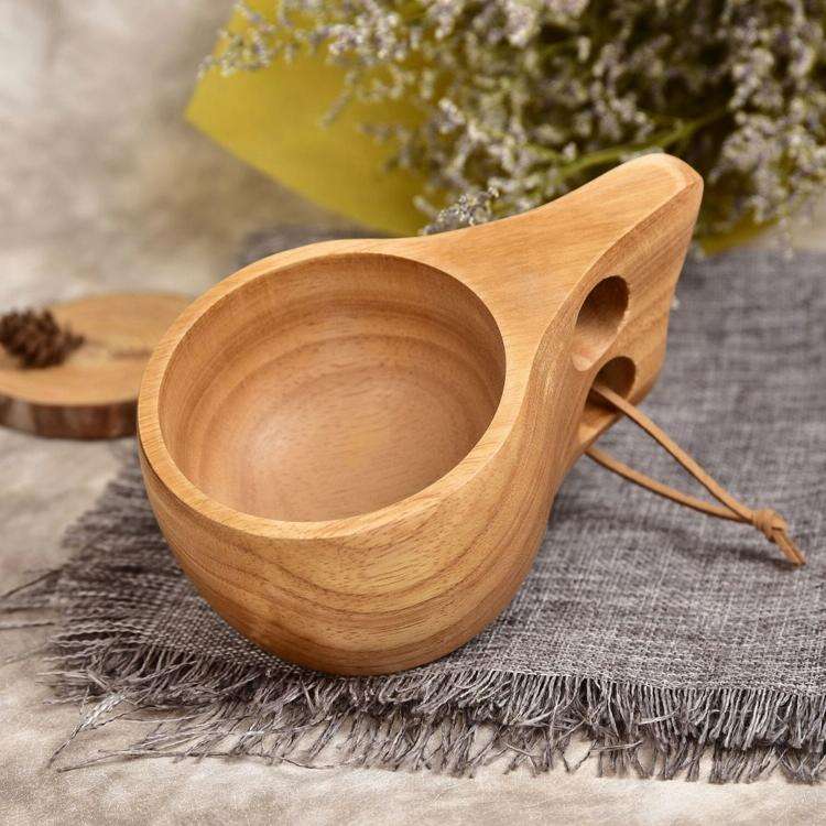 Hand Made Wood Tableware Green Wooden Cup, Capacity:101-200ml(Double Hole)