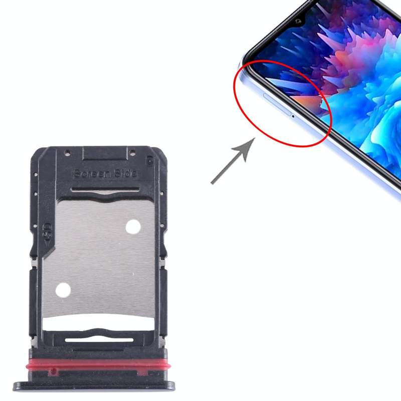 For Infinix Hot 20 5G X666 SIM Card Tray + SIM Card Tray + Micro SD Card Tray (Black)