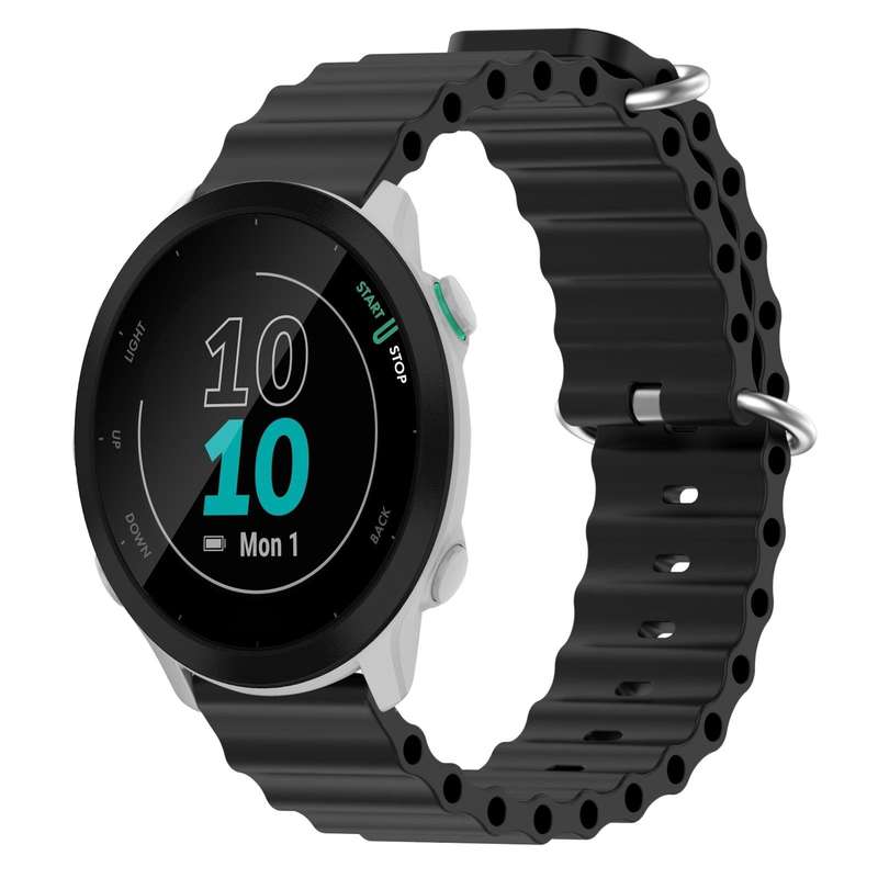 For Garmin Forerunner 55 20mm Ocean Style Silicone Solid Color Watch Band(Black)
