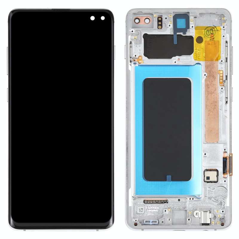 Original Super AMOLED LCD Screen for Samsung Galaxy S10+ Digitizer Full Assembly with Frame (Silver)