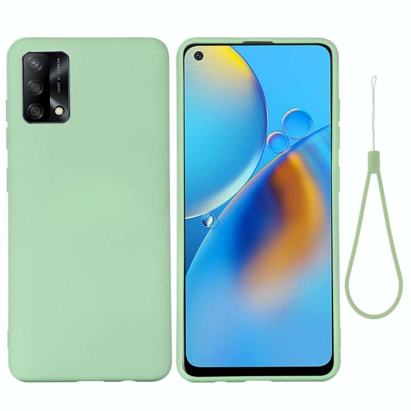 For OPPO A74 4G / F19 Pure Color Liquid Silicone Shockproof Full Coverage Case(Green)