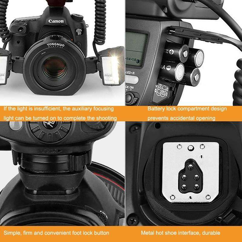 For Canon TTL Oral Insect Insect Teeth Ring Light YONGNUO YN24EX Macro Ring Flash Speedlite(Black)