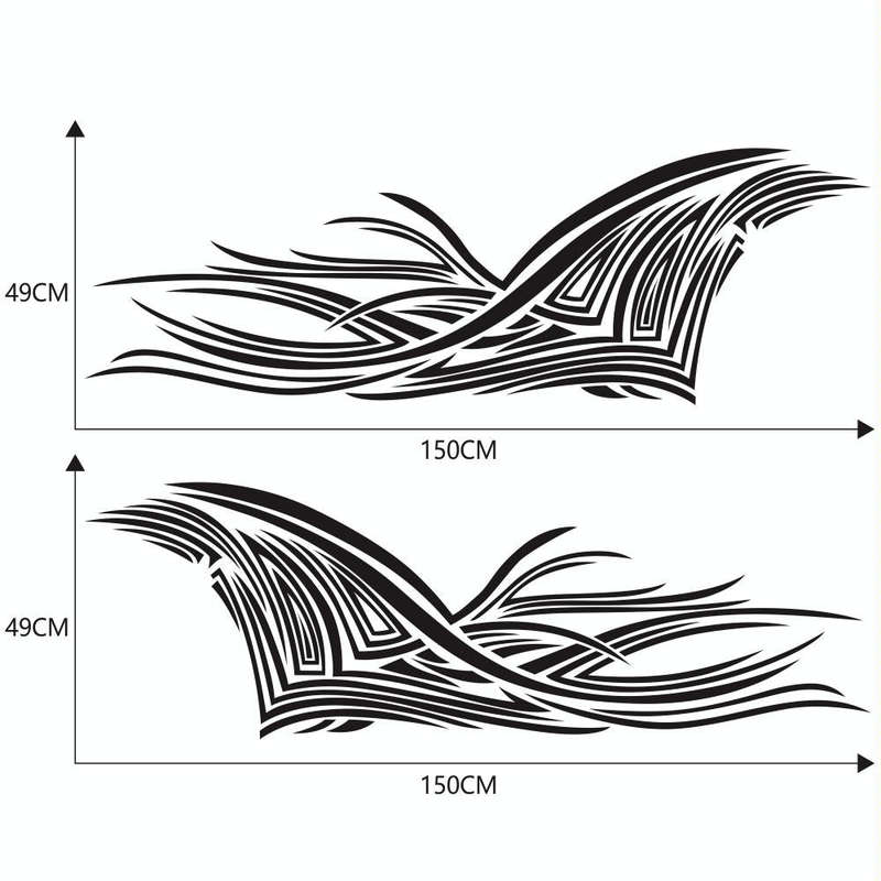 2 PCS/Set D-752 Lines Pattern Car Modified Decorative Sticker(Black)