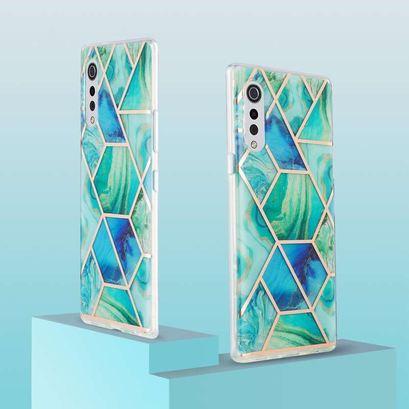For LG Velvet 4G / Velvet 5G / G9 3D Electroplating Marble Pattern TPU Protective Case(Blue)