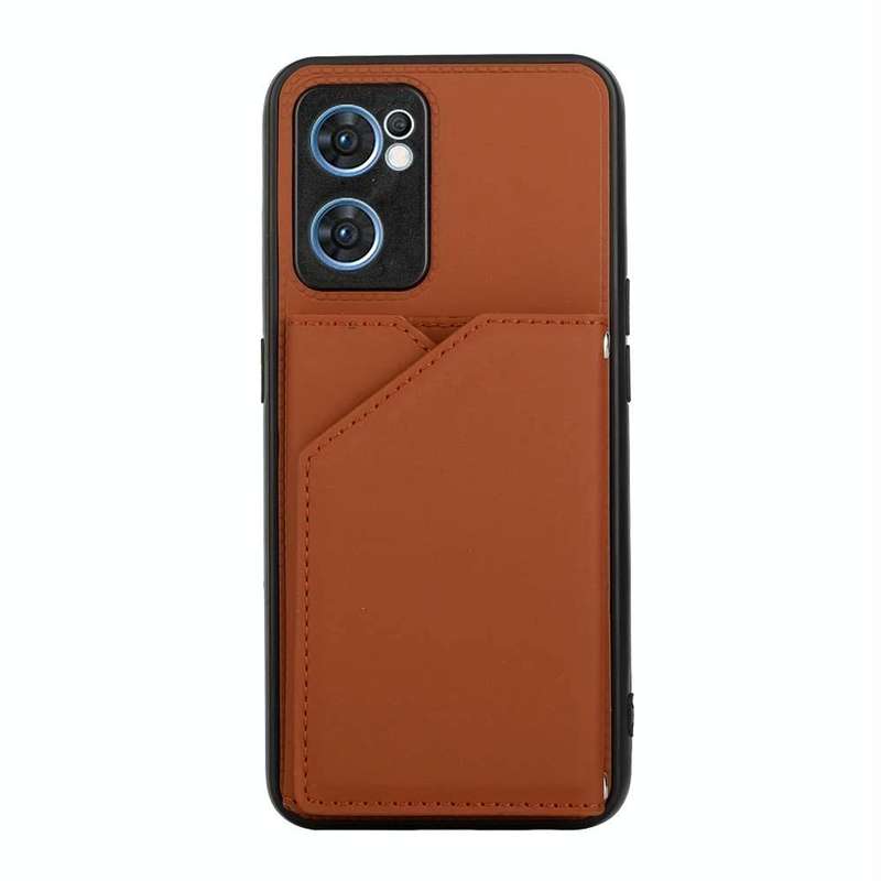For OPPO Reno7 5G Skin Feel PU + TPU + PC Phone Case(Brown)