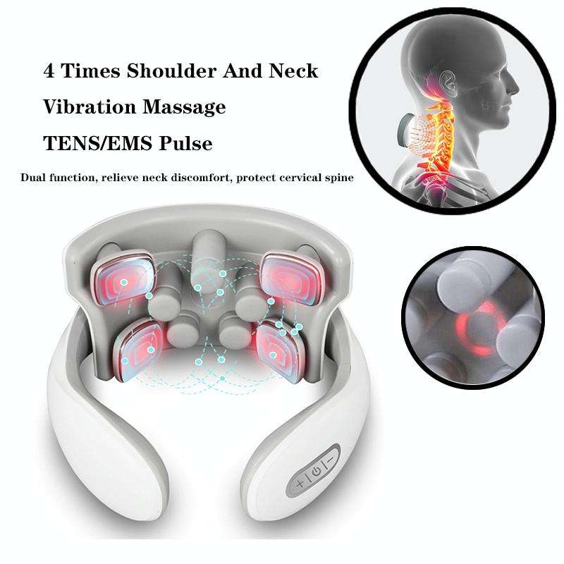 H88 Four Head Neck and Shoulder Massager Vibration Hot compress Physiotherapy Instrument(White)