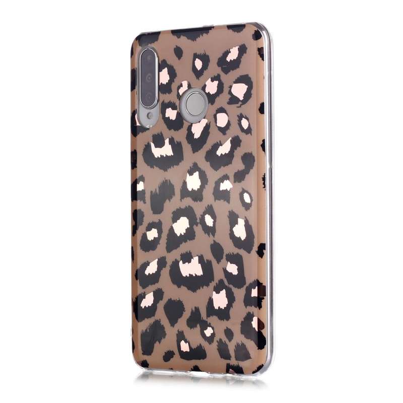 For Huawei P30 lite Plating Marble Pattern Soft TPU Protective Case(Leopard)