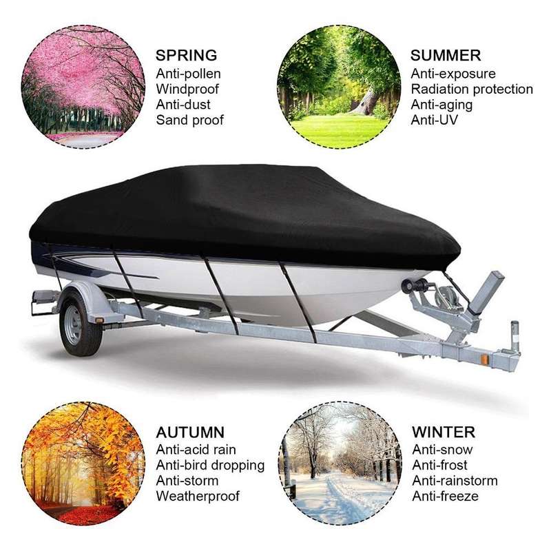 210D Waterproof Boat Cover Speedboat Towed Fishing V-Shaped Boat Cover Rain And Sun Protection Co...