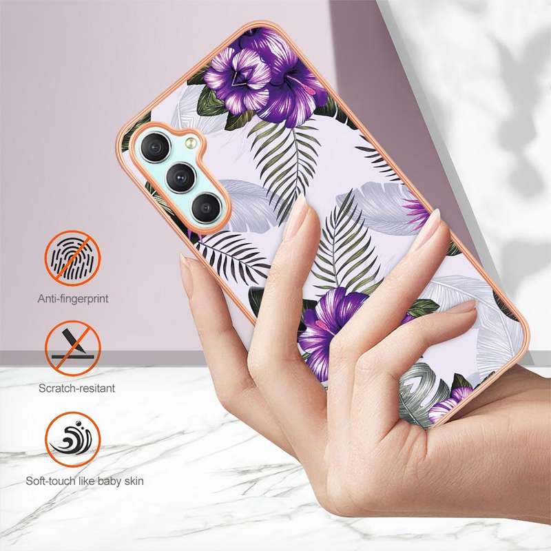 For Samsung Galaxy A24 Electroplating IMD TPU Phone Case(Purple Flower)