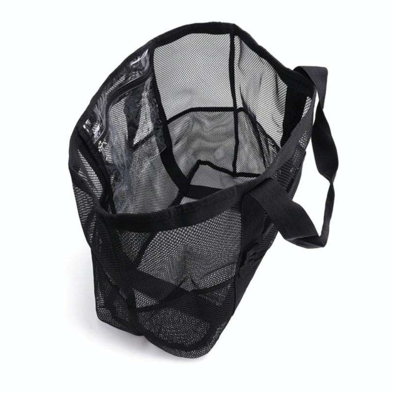 Large Capacity Mesh Swimming Tote Beach Bag(Black)