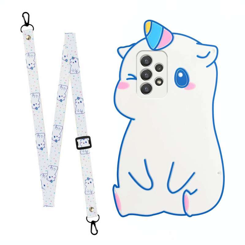 For Samsung Galaxy A33 5G Crossbody Cartoon Silicone Phone Case(Unicorn)