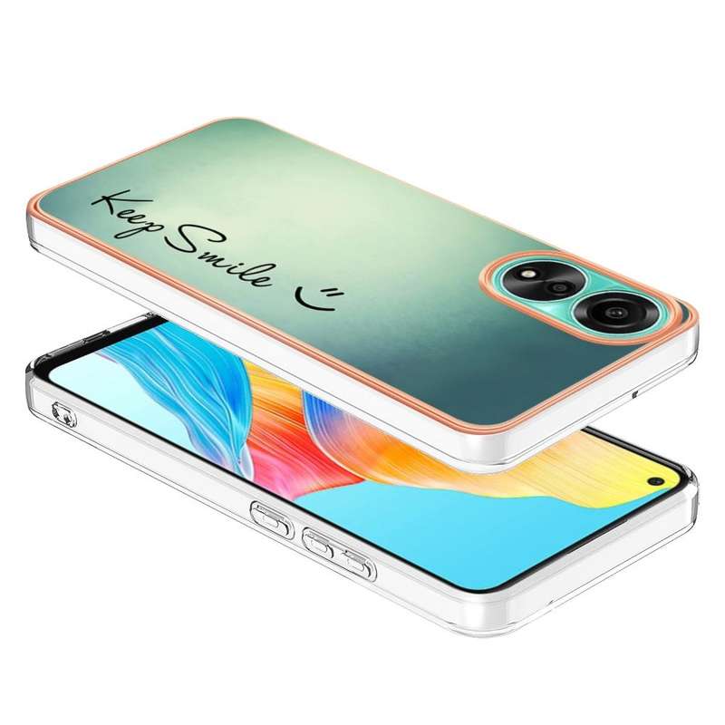 For OPPO A78 4G Electroplating Marble Dual-side IMD Phone Case(Smile)