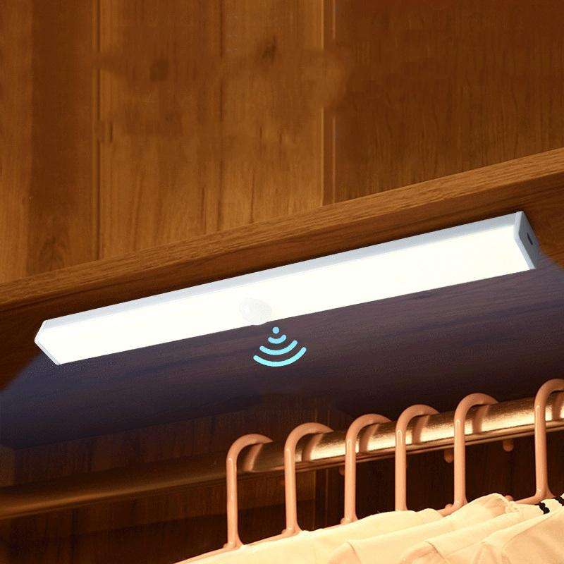 LED Human Body Induction Lamp Long Strip Charging Cabinet Lamp Strip, Size: 10cm(Silver and Warm ...