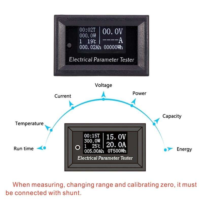 OLED 20A Universal Voltage Current Power Meter