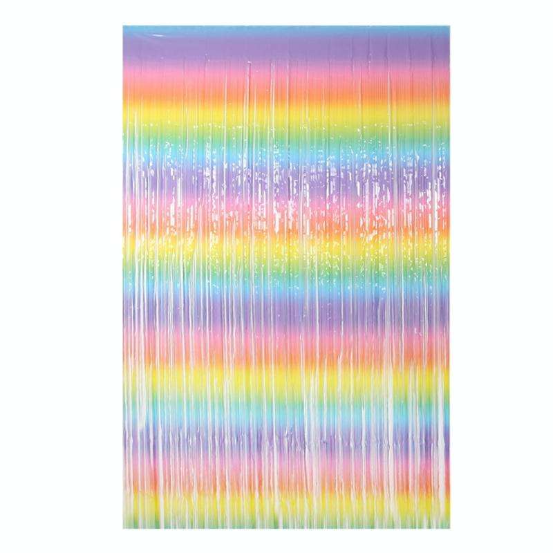 2 PCS 2M Birthday Party Decoration Background Rain Curtain(Rainbow Gradient)