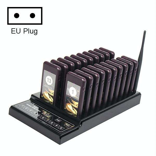 QC100 999 Channel Restaurant Wireless Paging Queuing Calling System with 20 Call Coaster Pagers, ...