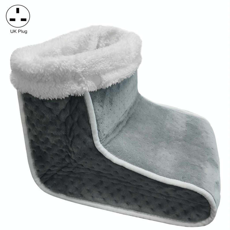 Plug-in High-top Electric Foot Warmer Heated Foot Warmer Boots UK Plug 240V(Dark Gray)