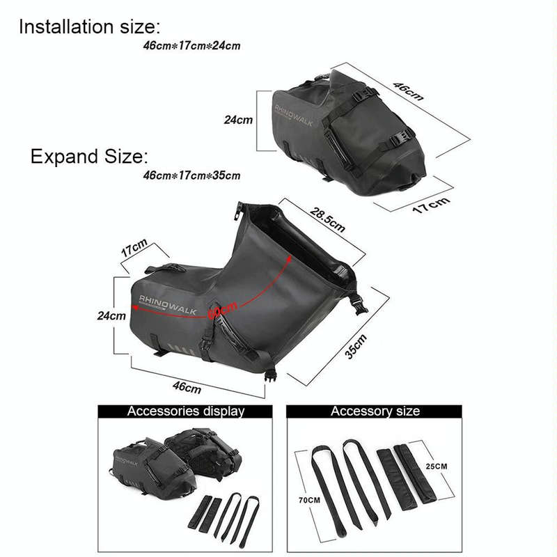 Rhinowalk MT1428 Large-capacity Waterproof and Wear-resistant Motorcycle Double-side Bag(Black)