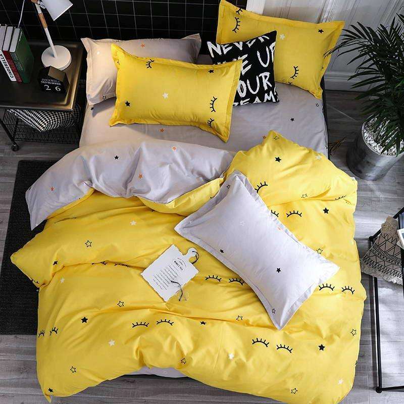 Bedding Set Luxury Family Set Sheet Duvet Cover Pillowcase, Size:2.2m Four-piece bedsheet(Eyelash...