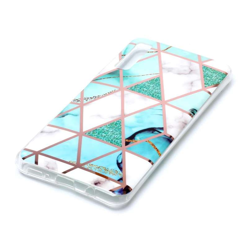 For Galaxy A7 (2018) Plating Marble Pattern Soft TPU Protective Case(Green White)