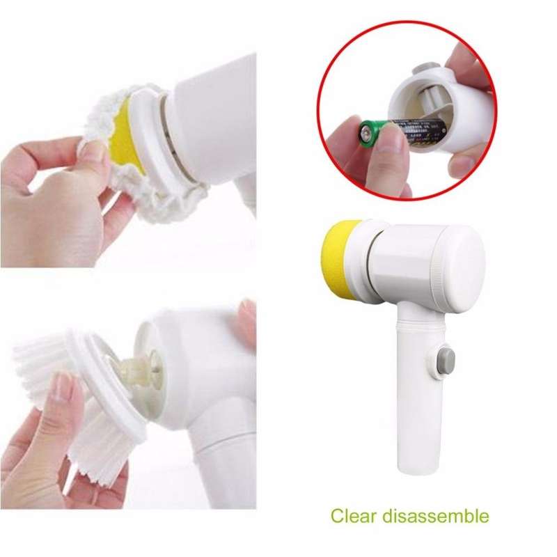 5 in 1 Multifunctional Electric Household Magic Brush ABS Nylon Kitchen Bathtub Cleaning Window B...