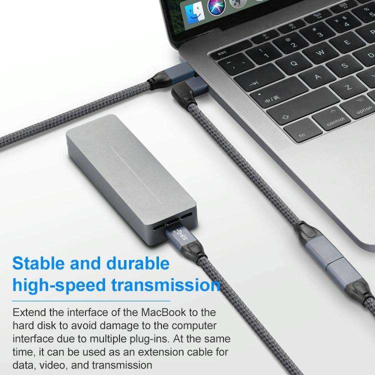 100W USB-C / Type-C Elbow Male to USB-C / Type-C Female Full-function Data Extension Cable, Cable...