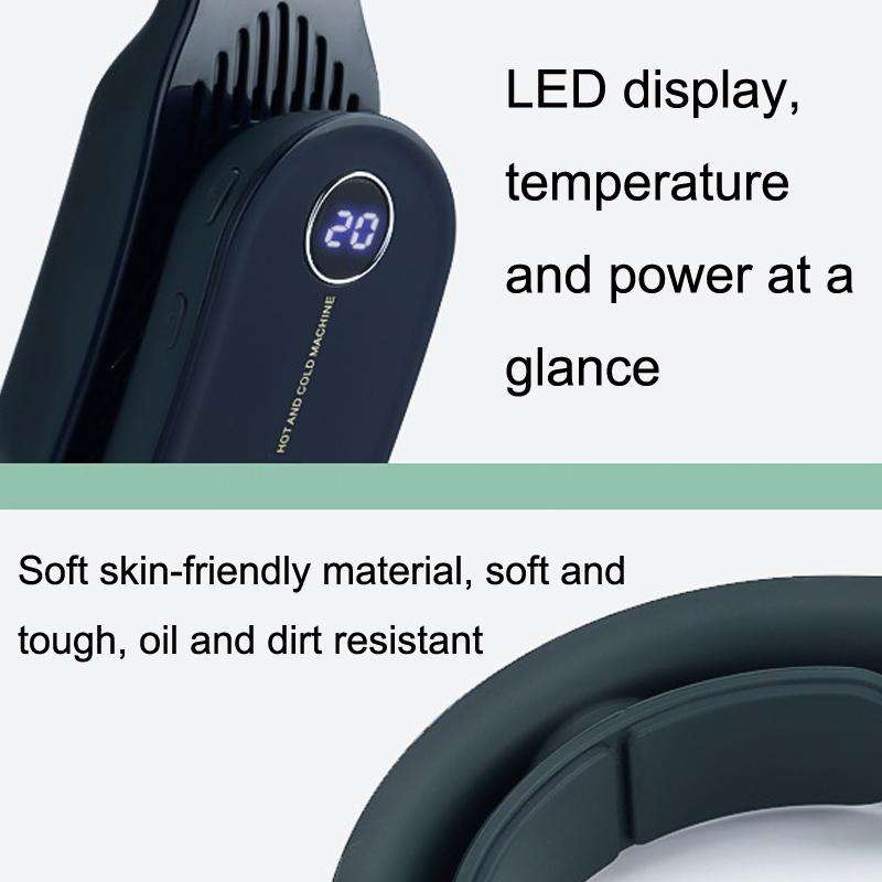 LB02 Hanging Neck Cooler and Warmer USB Portable Leafless Leaf Hanging Neck Fan(Navy Blue)