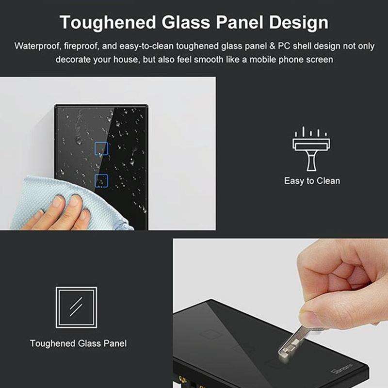 Sonoff T3 US-TX 433 RF WIFI Smart Remote Control Wall Touch Switch, US Plug, Style:Single Button