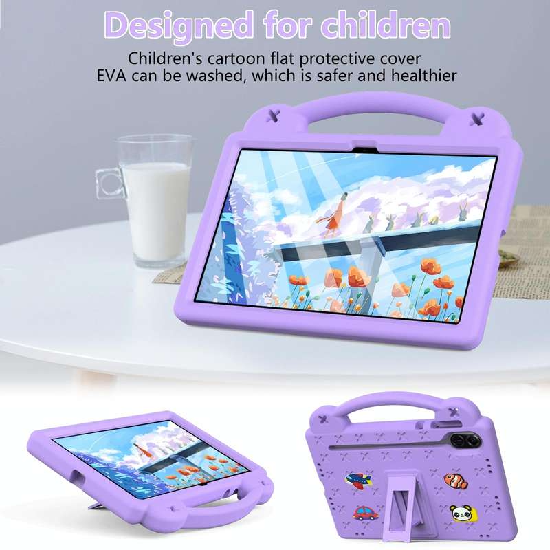 For Honor Pad X9 Handle Kickstand Children EVA Shockproof Tablet Case(Light Purple)