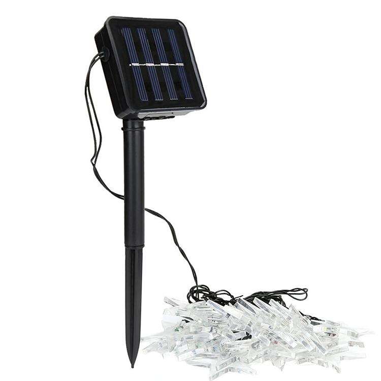 Star Shape 20 LEDs Outdoor Garden Christmas Festival Decoration Solar Lamp String(Warm White)