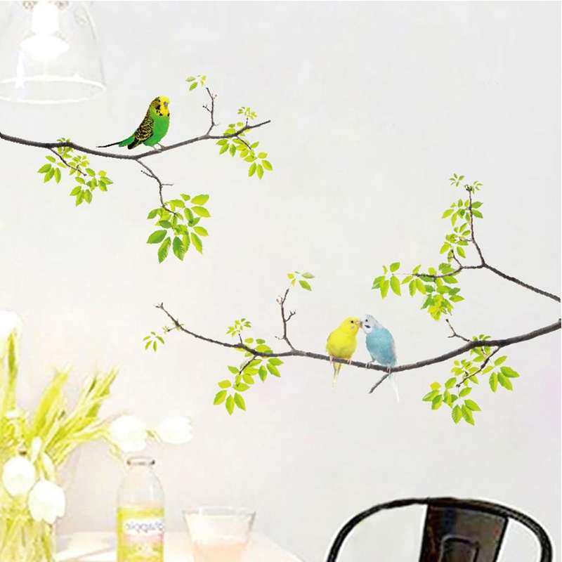 Fresh Branches Birds Wall Sticker Living Room TV Sofa Background Decoration