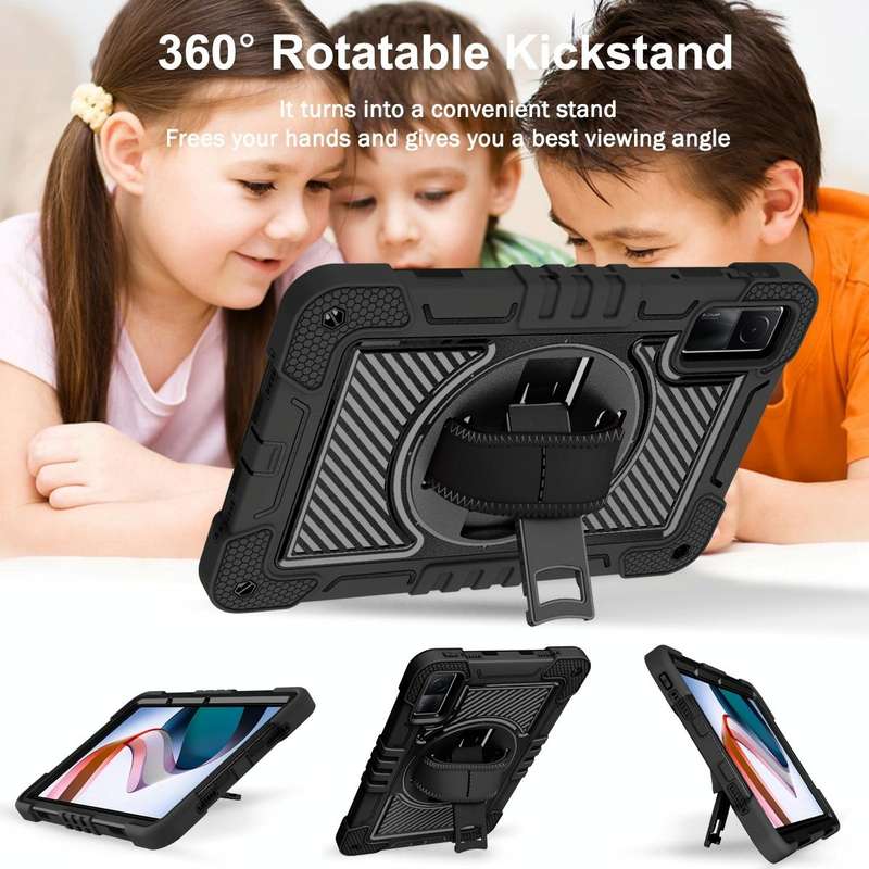 For Xiaomi Redmi Pad 10.61 360 Degree Rotation PC Contrast Silicone Tablet Case(Black)