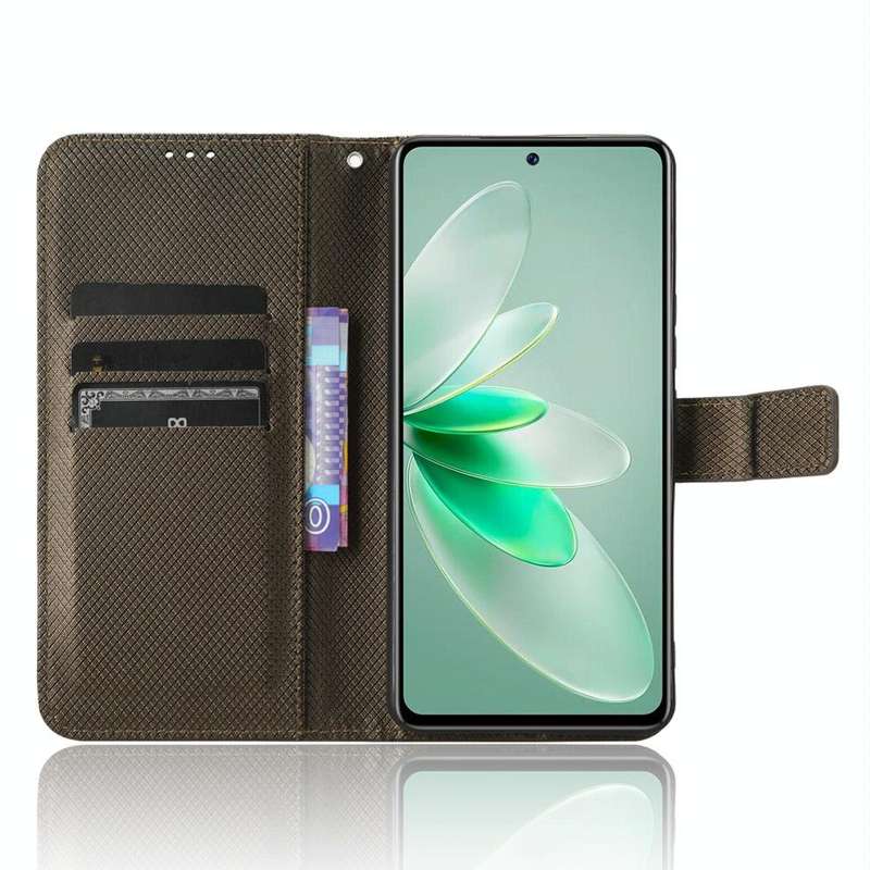 For vivo V27e / S16e Diamond Texture Leather Phone Case(Brown)