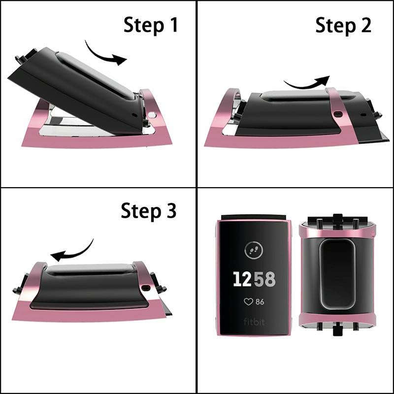 For Fitbit Charge 3 / 4 Full Coverage Plating TPU Watch Case(Pink)