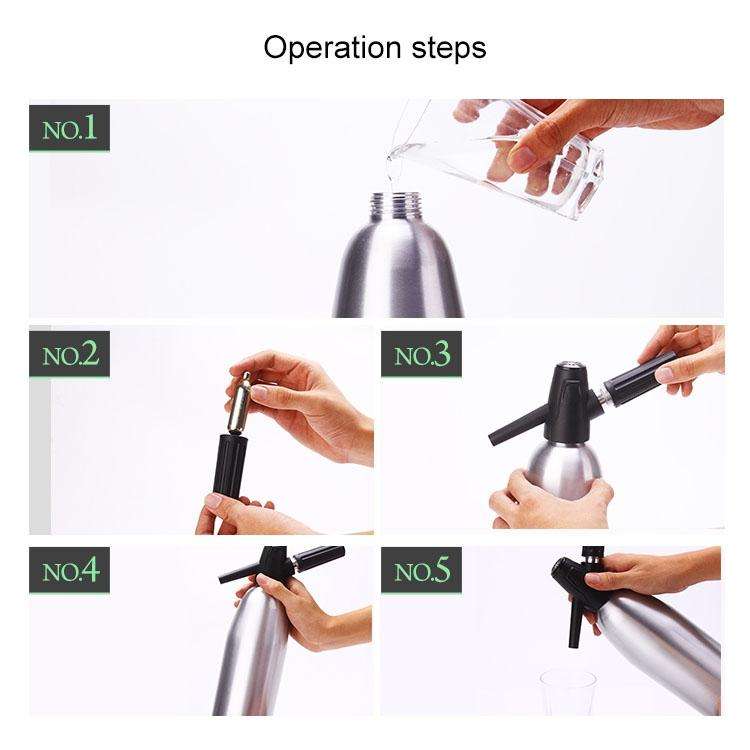Manual Soda Siphon CO2 Dispenser Water Bubble Generator Cool Drink Cocktail Soda Machine Aluminum...