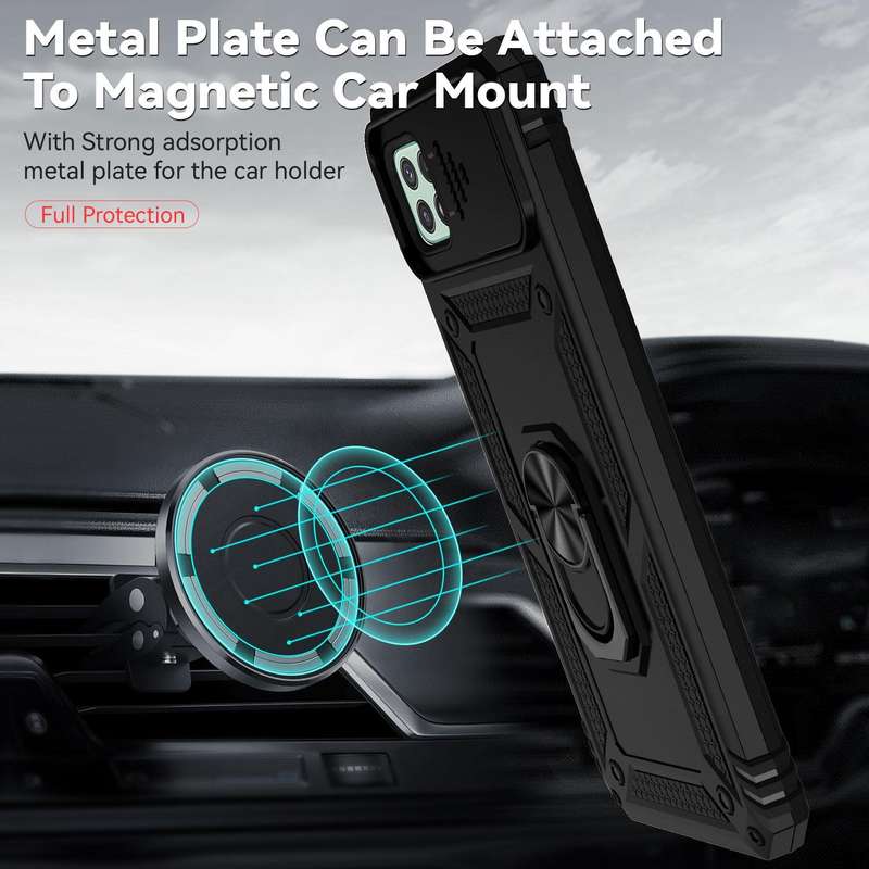 For Samsung Galaxy A22 5G Sliding Camshield Holder Phone Case(Black)