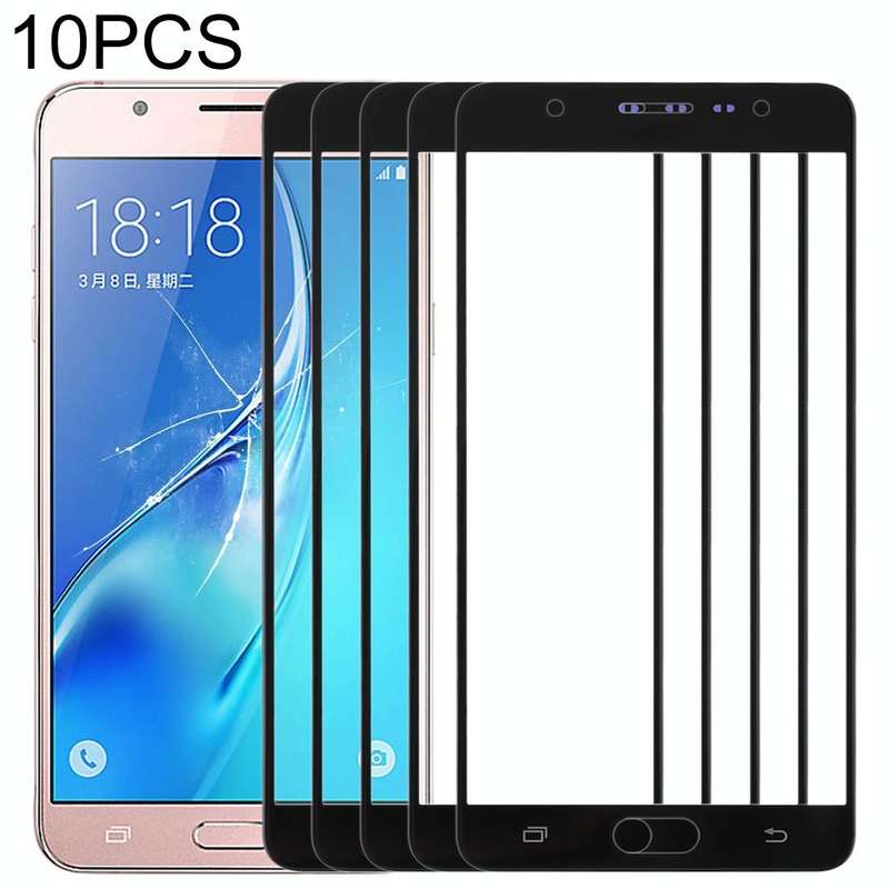 For Samsung Galaxy J7 Max 10pcs Front Screen Outer Glass Lens (Black)