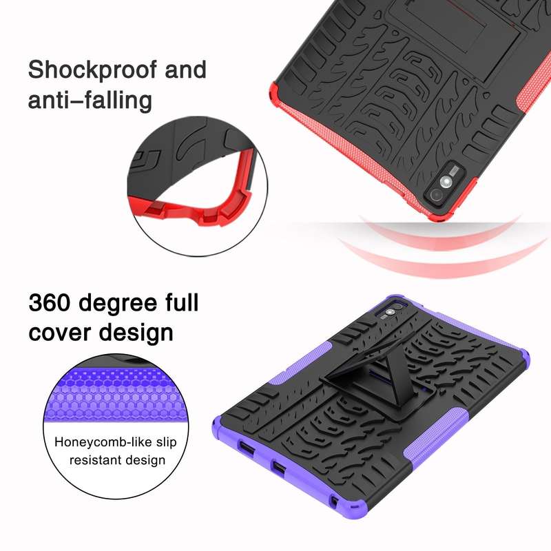For Lenovo Tab M10 Tire Texture TPU + PC Tablet Case with Holder(Green)