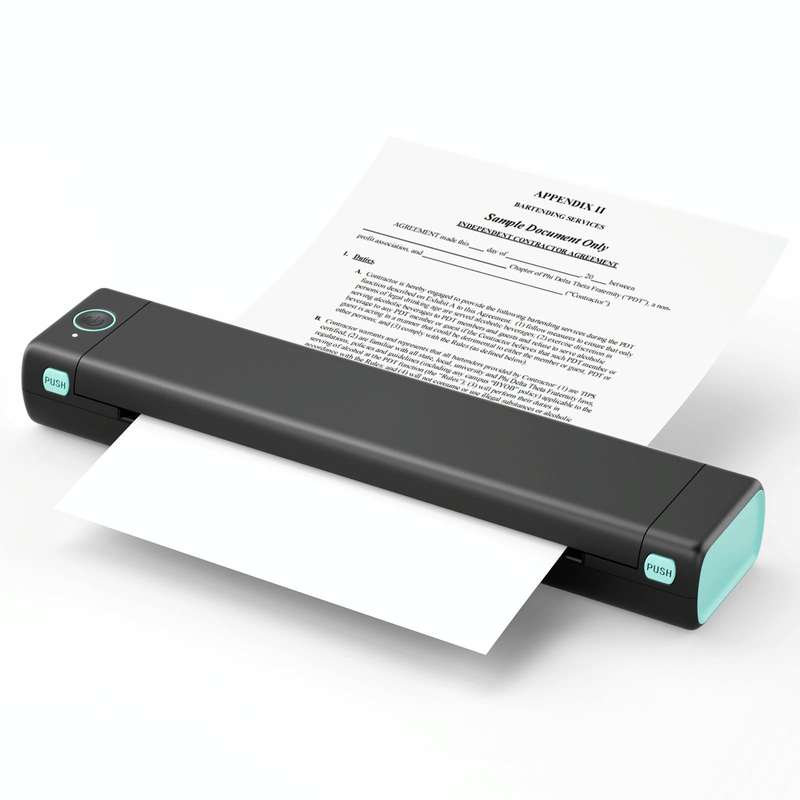 M08F Bluetooth Wireless Handheld Portable Thermal Printer(Black Green A4 Version)