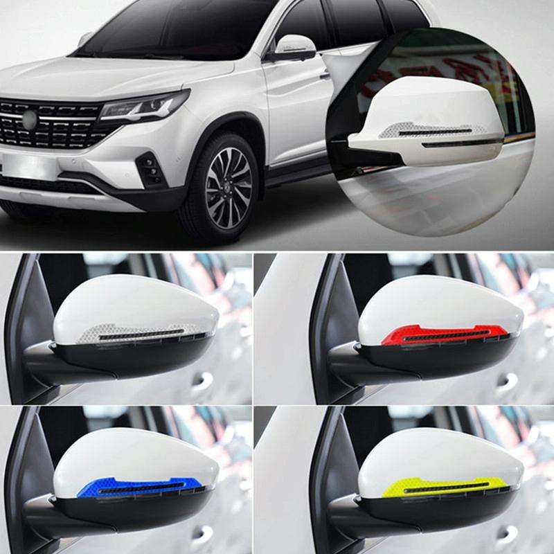 4 Sets Car Reflective Sticker Door Border Anti-Collision Strip Leaf Board Personality Rear View M...