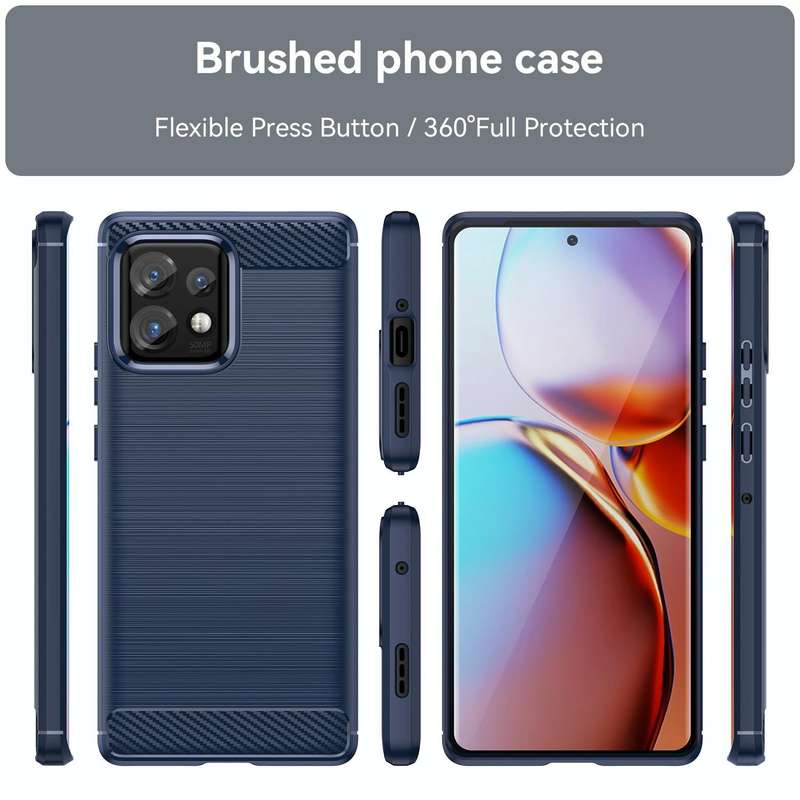 For Motorola Moto Edge+ 2023 Brushed Texture Carbon Fiber TPU Phone Case(Blue)