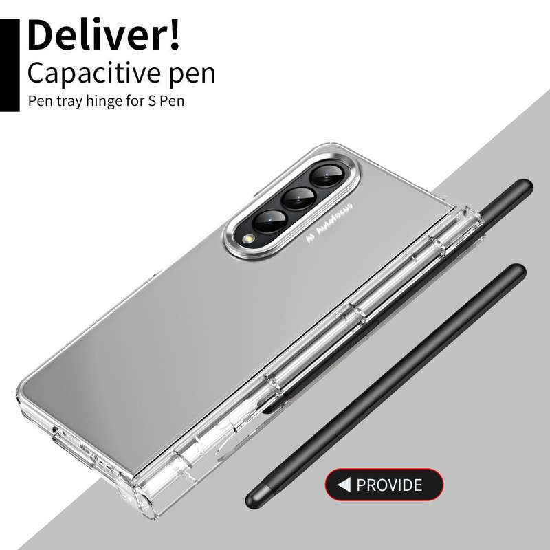 For Samsung Galaxy Z Fold4 Skin Feel Two-color Contact Lens Hinge Flip Phone Case with Pen Slot(T...