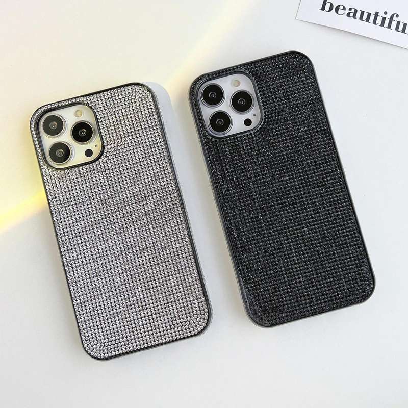 For iPhone 15 Solid Color Diamond TPU Phone Case(Silver)
