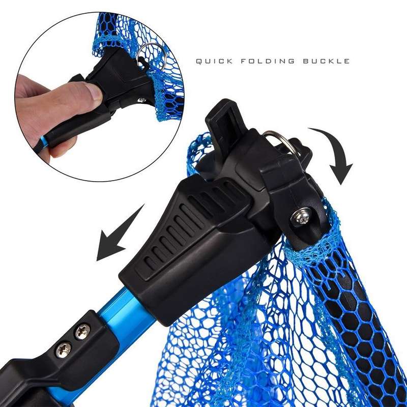 LEO 28109 Triangle 2 Section Extended Aluminum Alloy Fish Net(Blue)