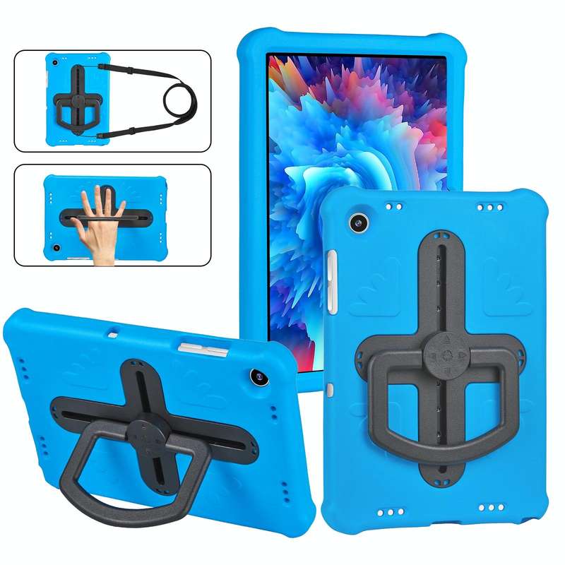For Samsung Galaxy Tab A9+ Shield 360 Rotation Handle EVA Shockproof PC Tablet Case(Blue Black)
