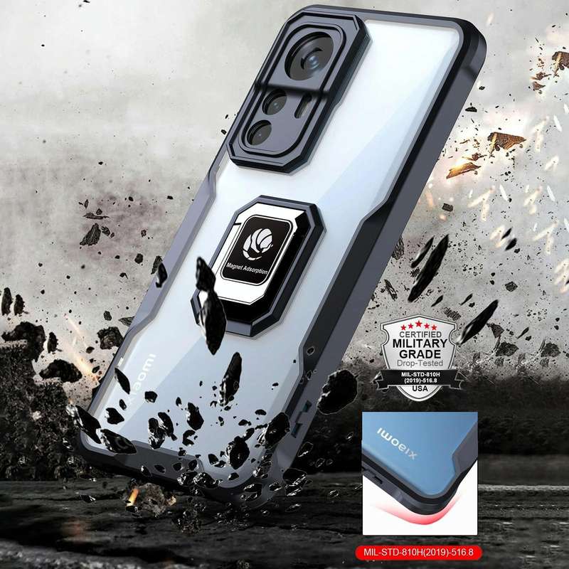 For Xiaomi 12 / 12X Armor Shockproof Magnetic Ring Phone Case(Black)
