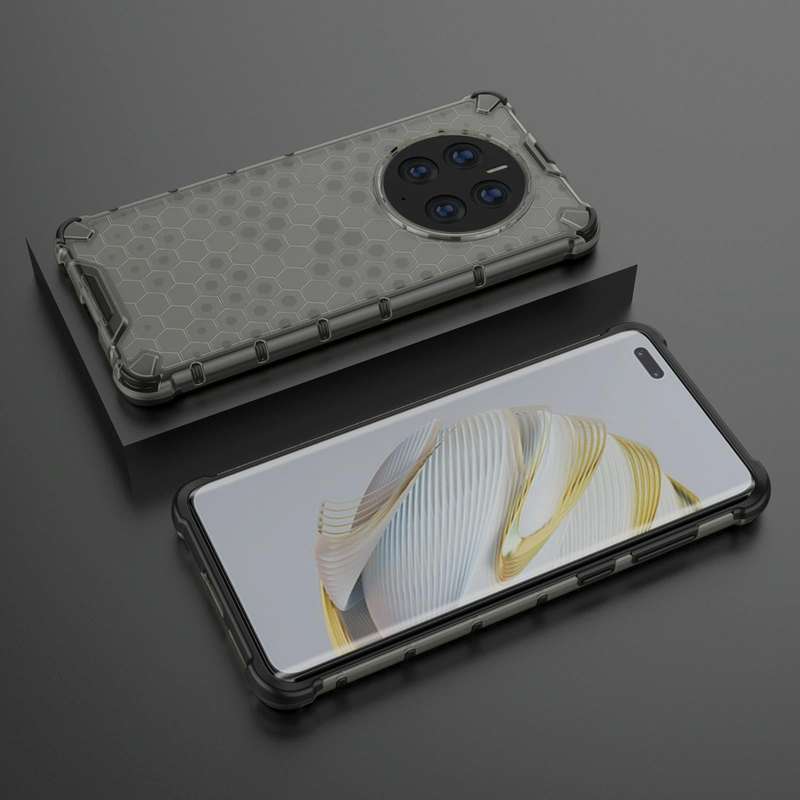 For Huawei Mate 50 Pro Shockproof Honeycomb PC + TPU Phone Case(Black)