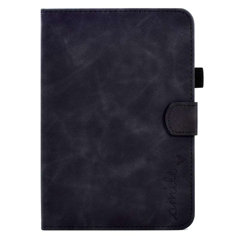 For iPad mini 6 Embossed Smile Flip Tablet Leather Smart Case(Black)