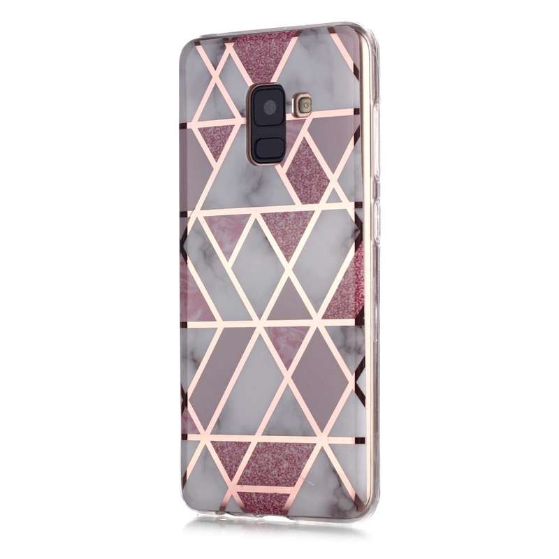 For Galaxy A8 (2018) Plating Marble Pattern Soft TPU Protective Case(Pink)